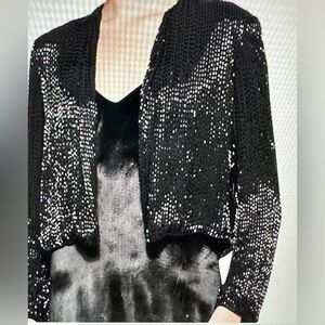 Alice + Olivia Shimmering Black Sequin Blazer